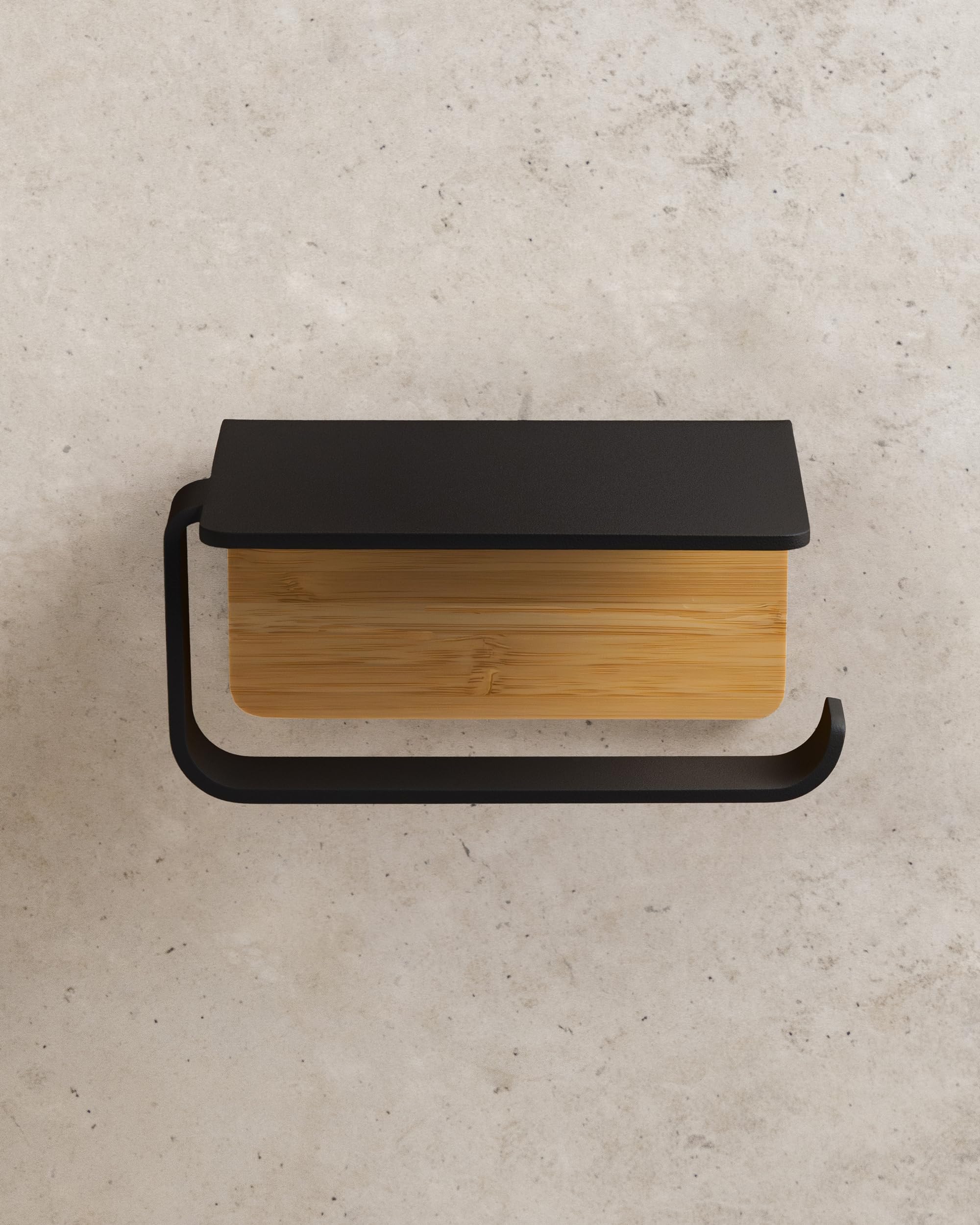 kazai-leif-toilettenpapierhalter-ohne-bohren-schwarz-mit-ablage image 8