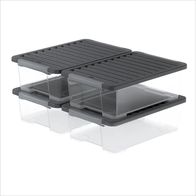 rotho-core-plus-boxen-set-30-l-4-tlg-schwarz-stapelbar image 1