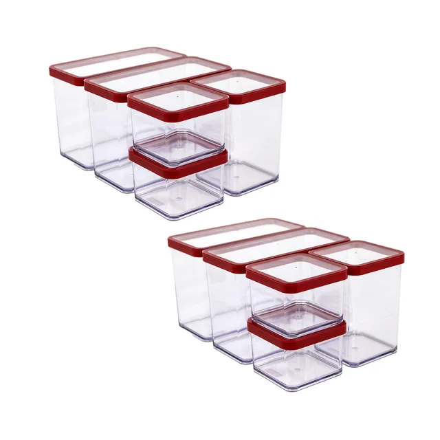 rotho-loft-vorratsdose-10er-set-rot-transparent-wei image 1