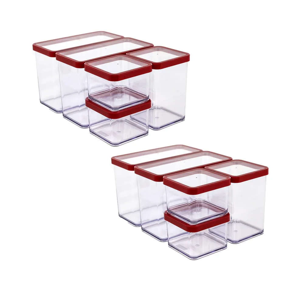 rotho-loft-vorratsdose-10er-set-rot-transparent-wei image 1