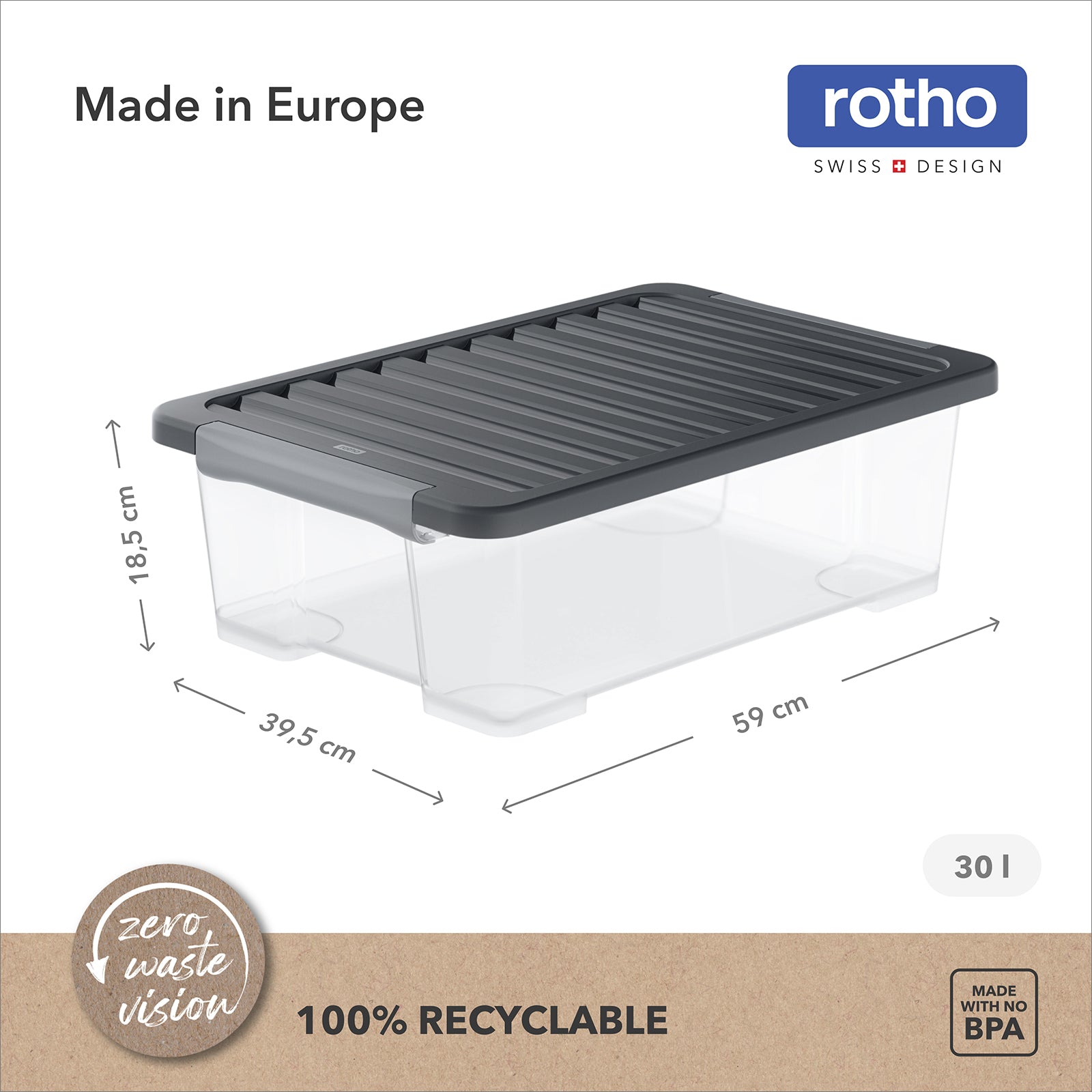rotho-core-plus-boxen-set-30-l-4-tlg-schwarz-stapelbar image 3