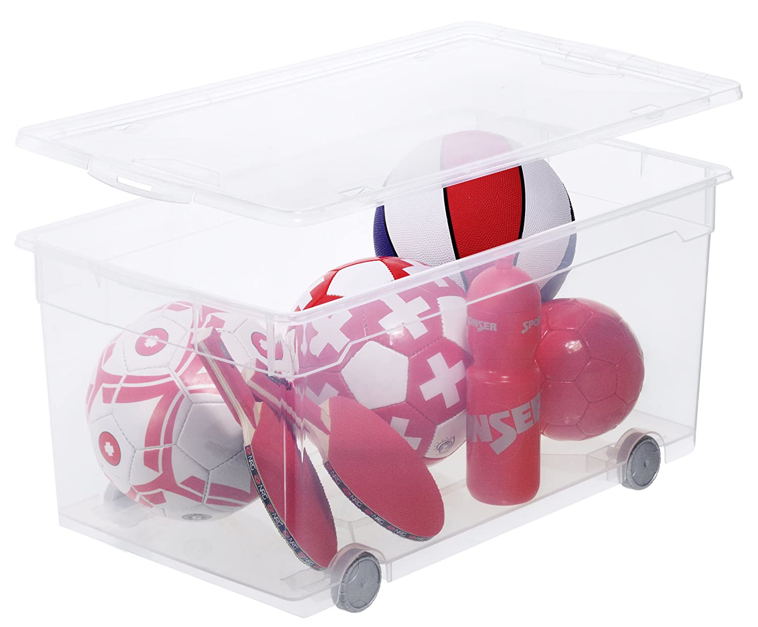 rotho-clear-aufbewahrungsbox-mit-rollen-63-l-transparent image 2
