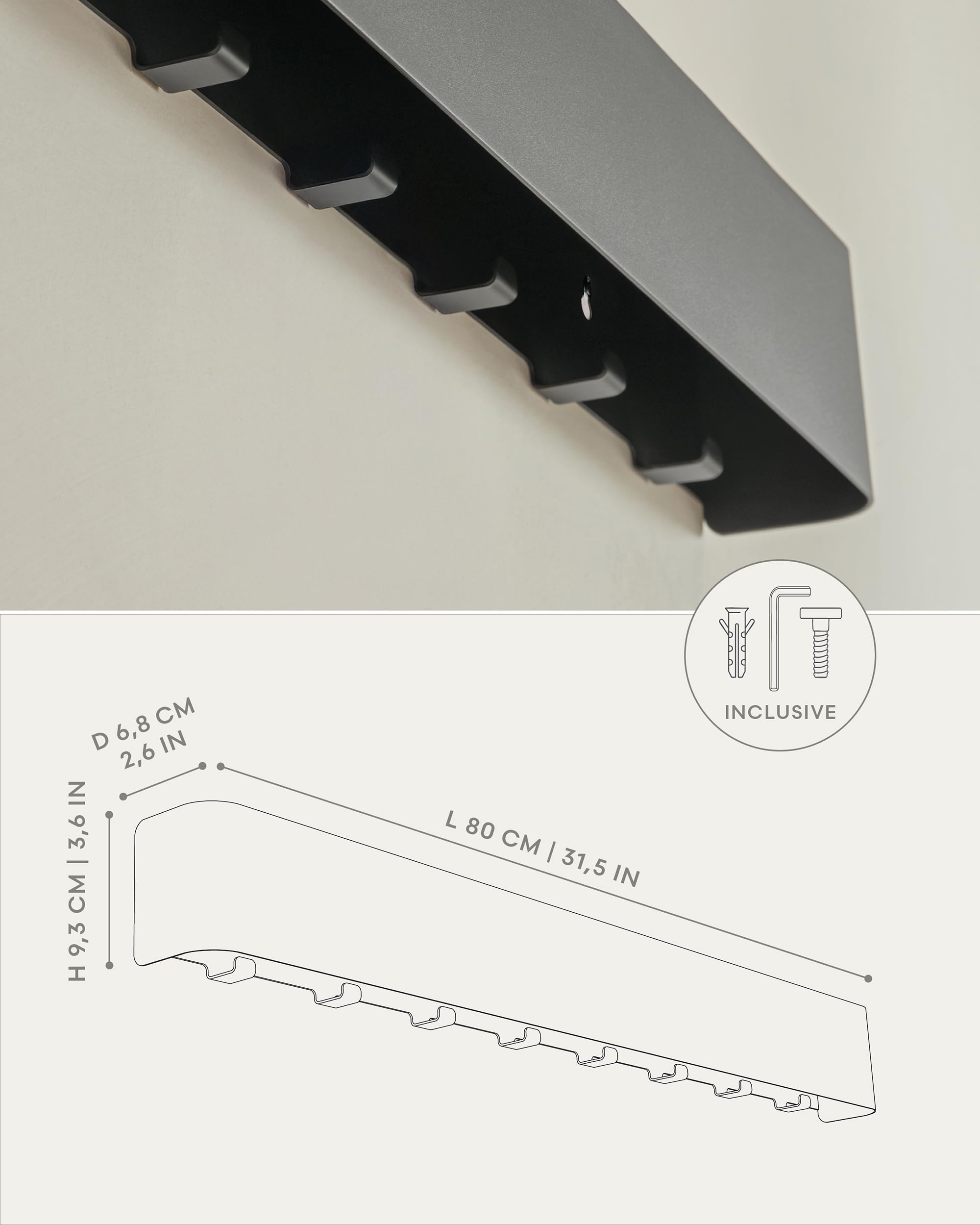 kazai-tone-wandgarderobe-8-haken-schwarz-metall image 7