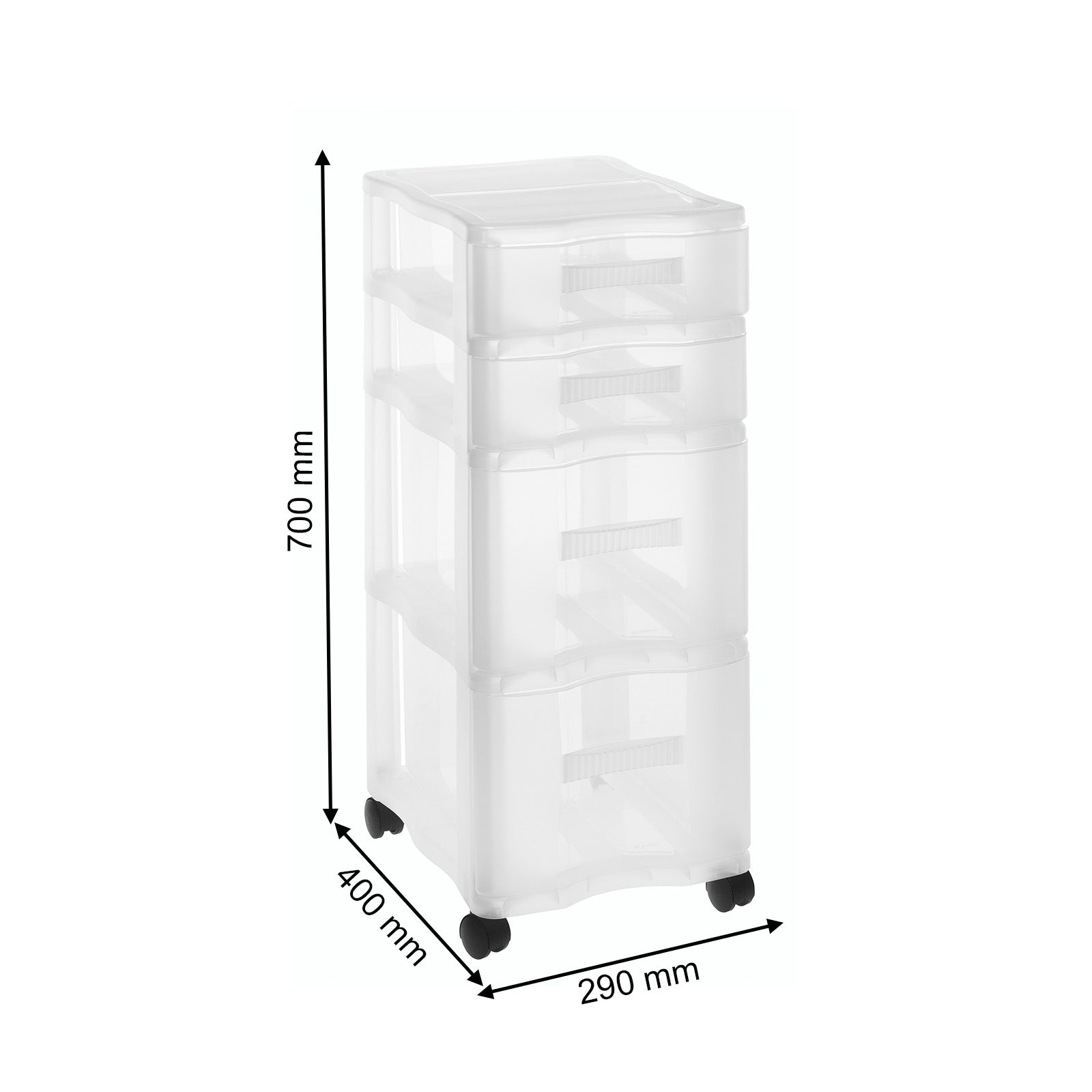 rotho-quadrix-schubladenturm-din-a4-4-schubladen-transparent-rollen image 2