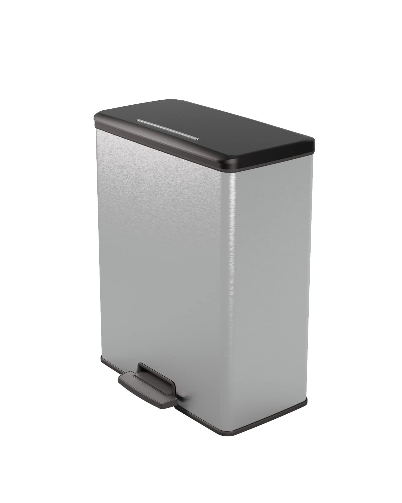 curver-decobin-m-lleimer-65l-silber-metallic-treteimer-edelstahloptik image 1