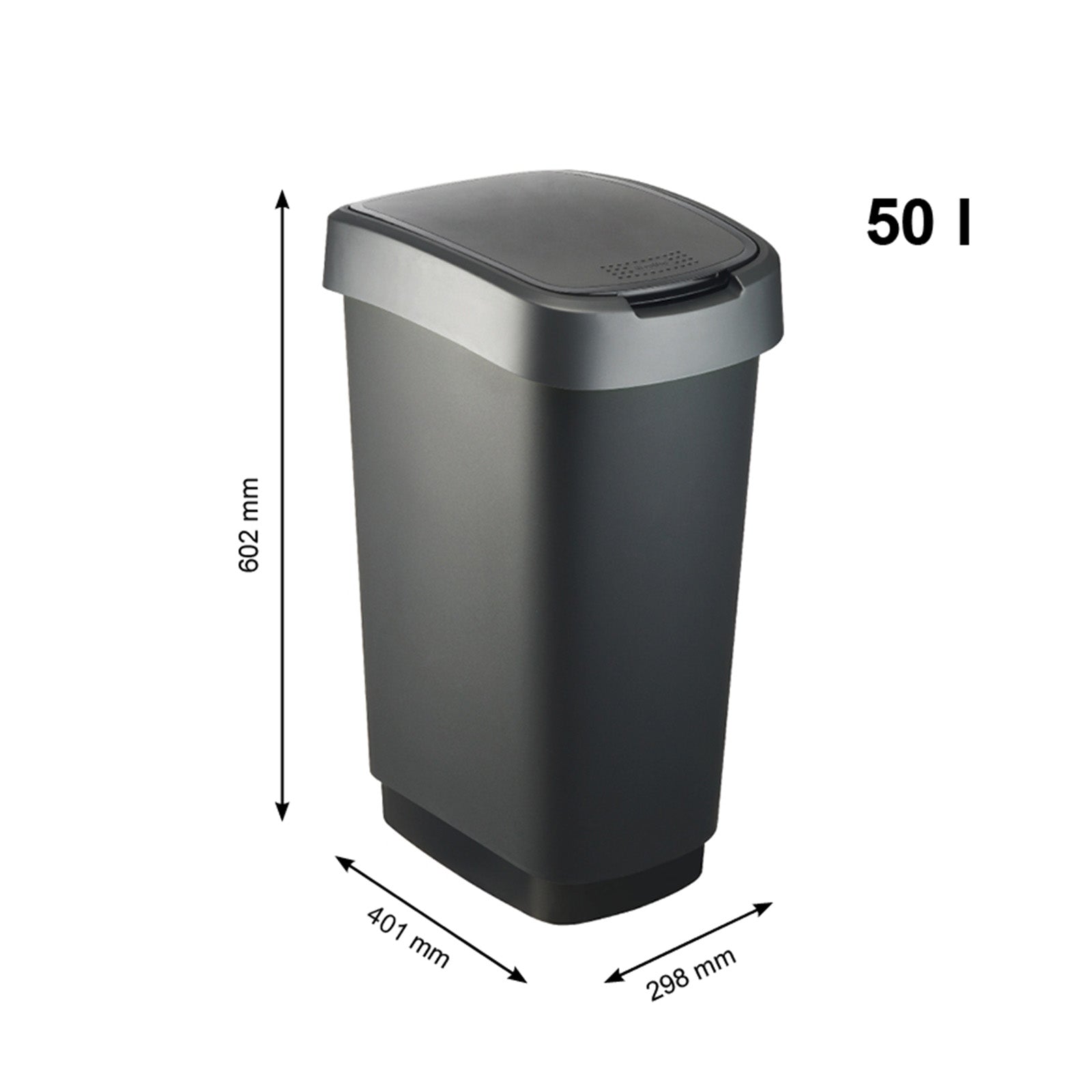 rotho-twist-m-lleimer-set-3tlg-50-25-10l-dunkelsilber-swingeimer image 3