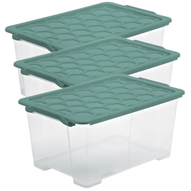 rotho-evo-safe-keeping-box-44l-3er-transparent-mistletoe-gr-n image 1