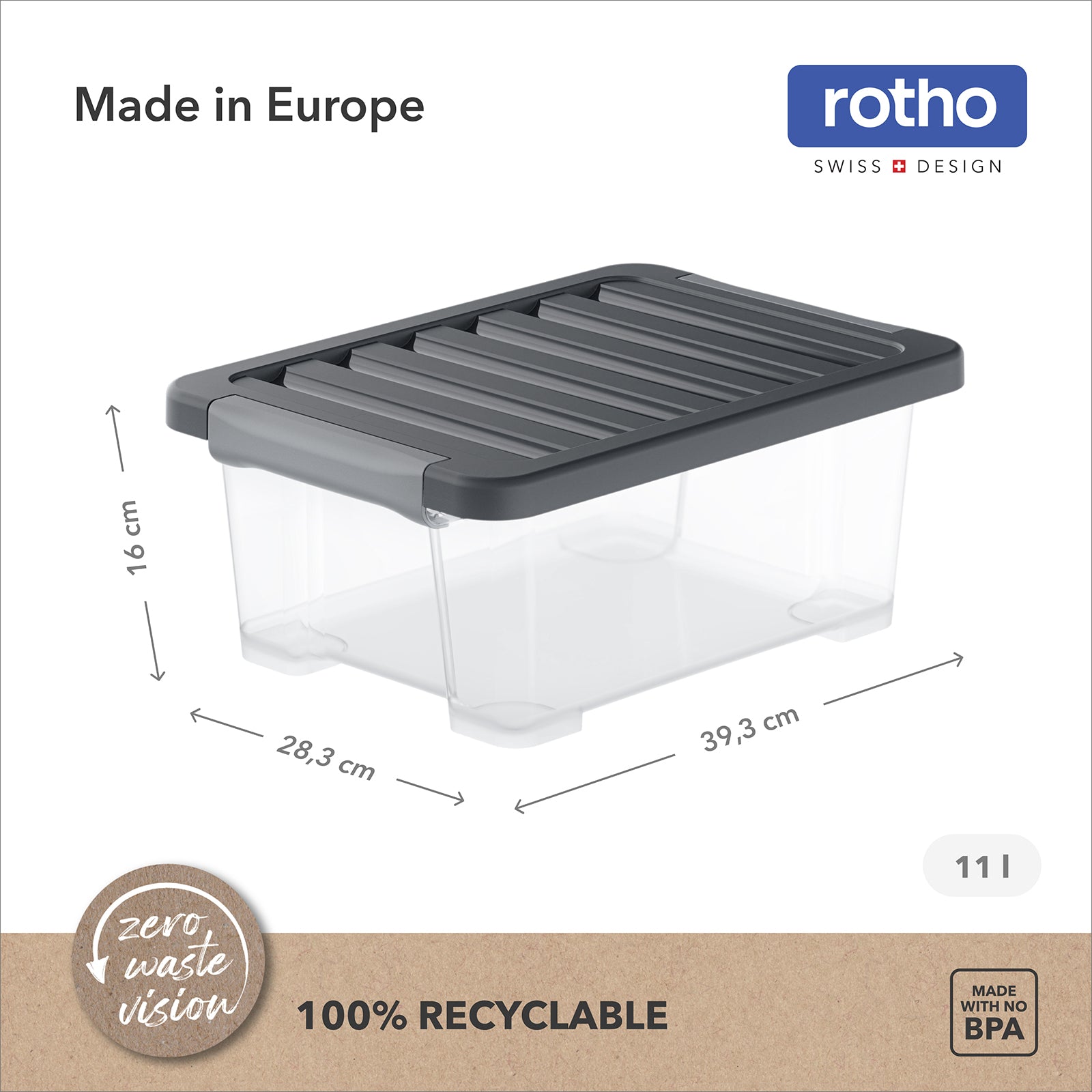 rotho-core-plus-aufbewahrungsbox-11-l-4er-set-schwarz image 3