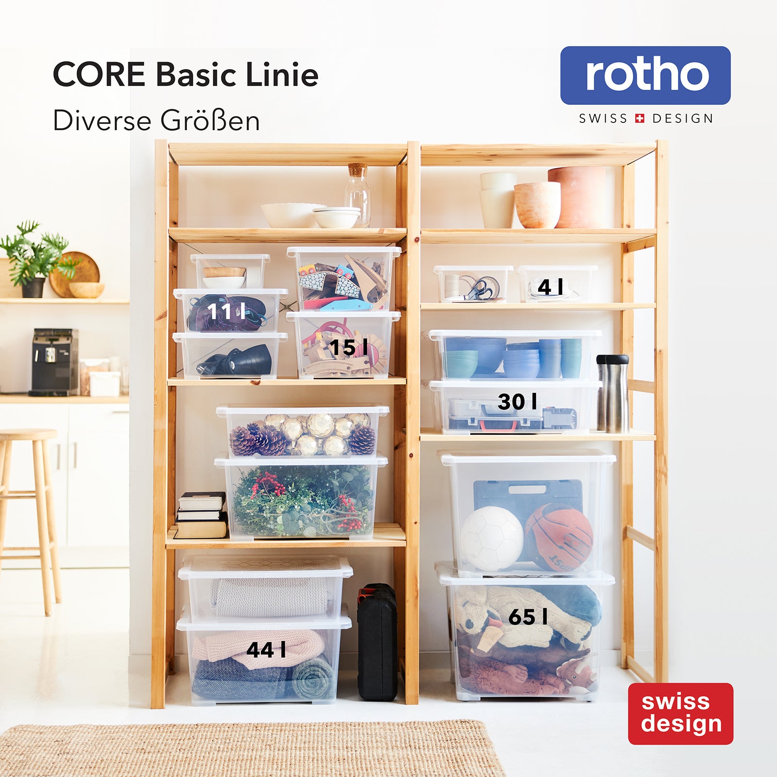 rotho-core-basic-box-44-l-transparent-4er-set-stapelbar image 8
