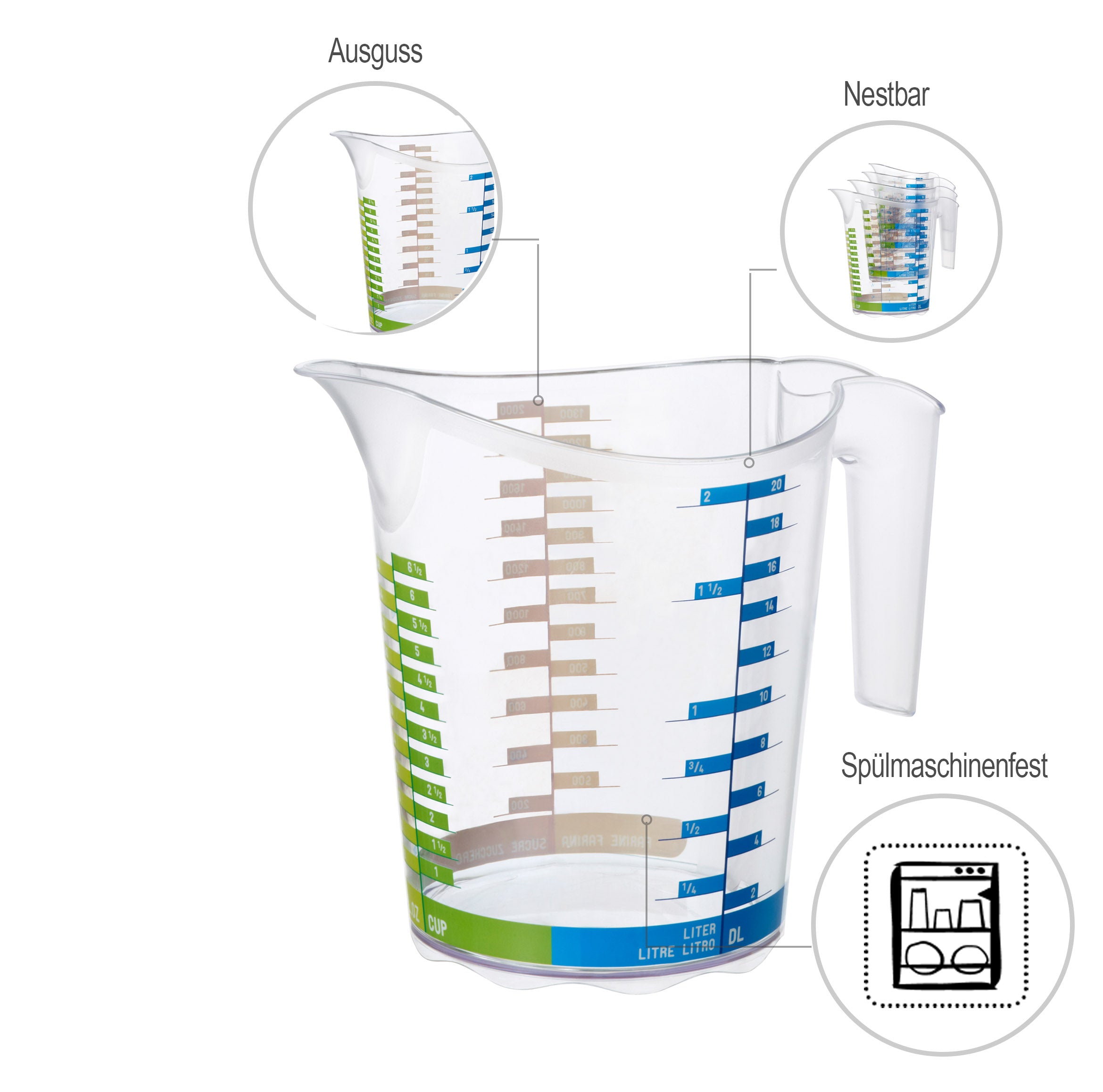 rotho-domino-messbecher-2-l-transparent-mit-skala image 3