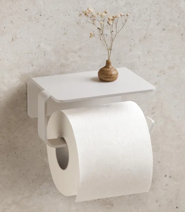 kazai-leif-toilettenpapierhalter-mit-ablage-wei-zum-kleben image 1