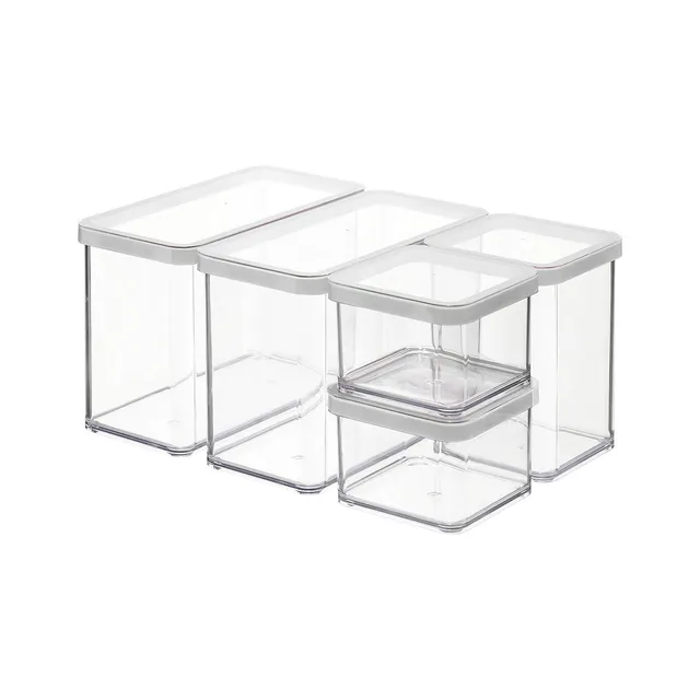 rotho-loft-vorratsdosen-5er-set-transparent-rot-aromadicht image 1