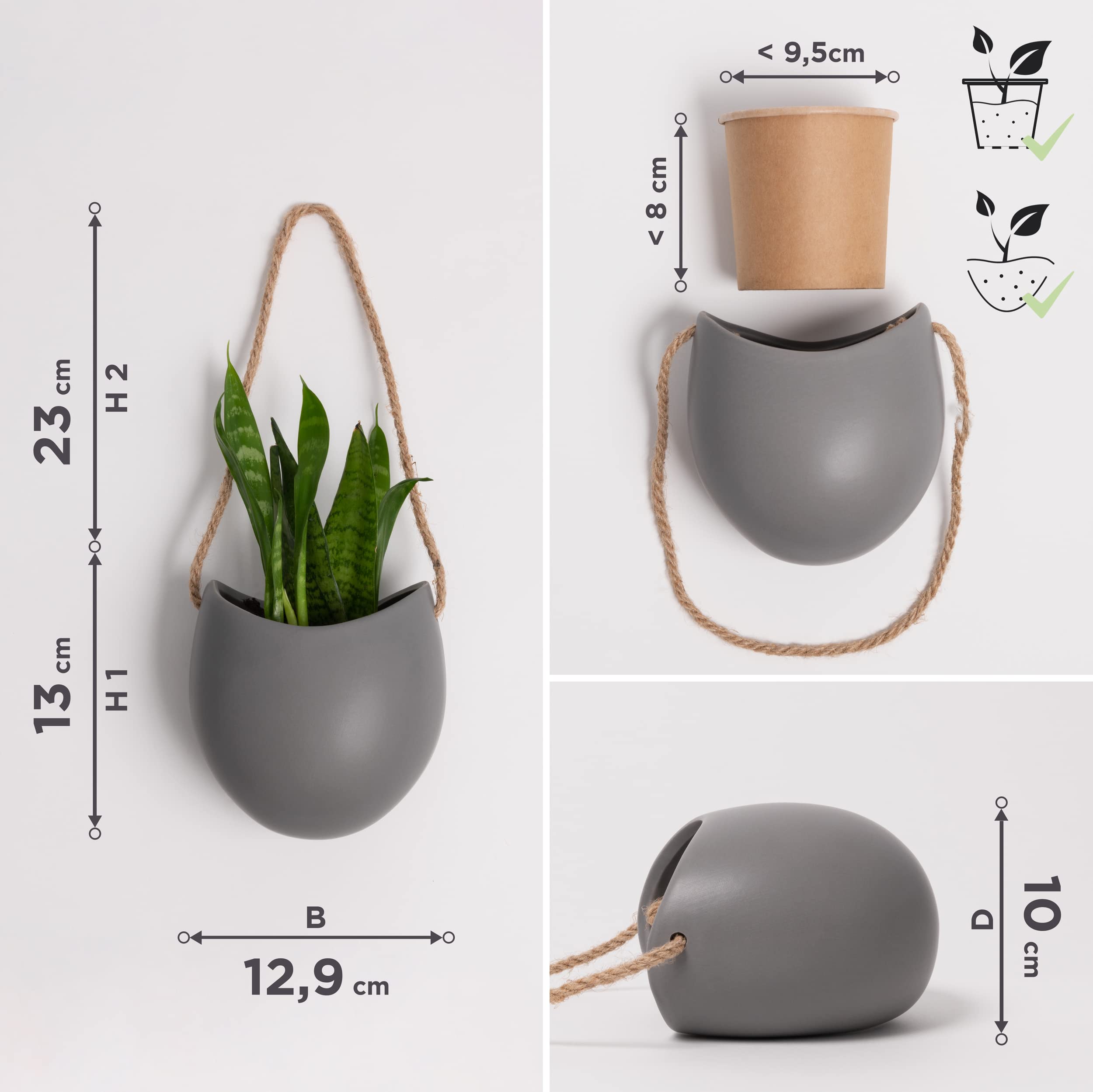 kazai-ellie-wandvasen-keramik-3er-set-grau-matt-h-ngetopf image 5