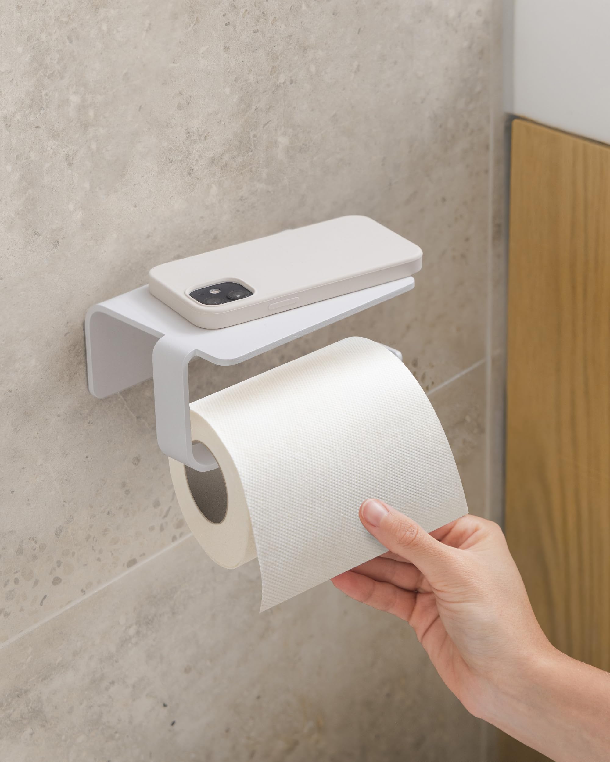 kazai-leif-toilettenpapierhalter-mit-ablage-wei-zum-kleben image 3