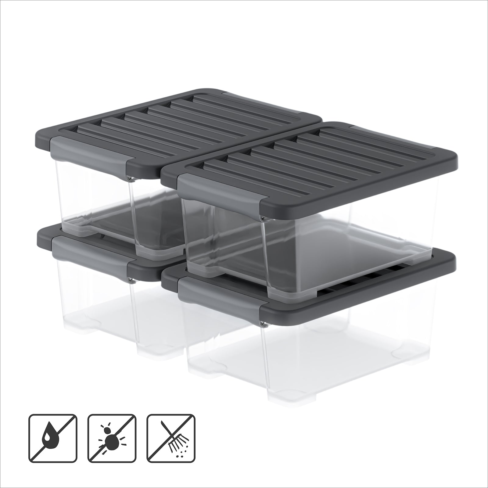rotho-core-pro-boxen-11l-4er-set-schwarz-mit-dichtung image 1