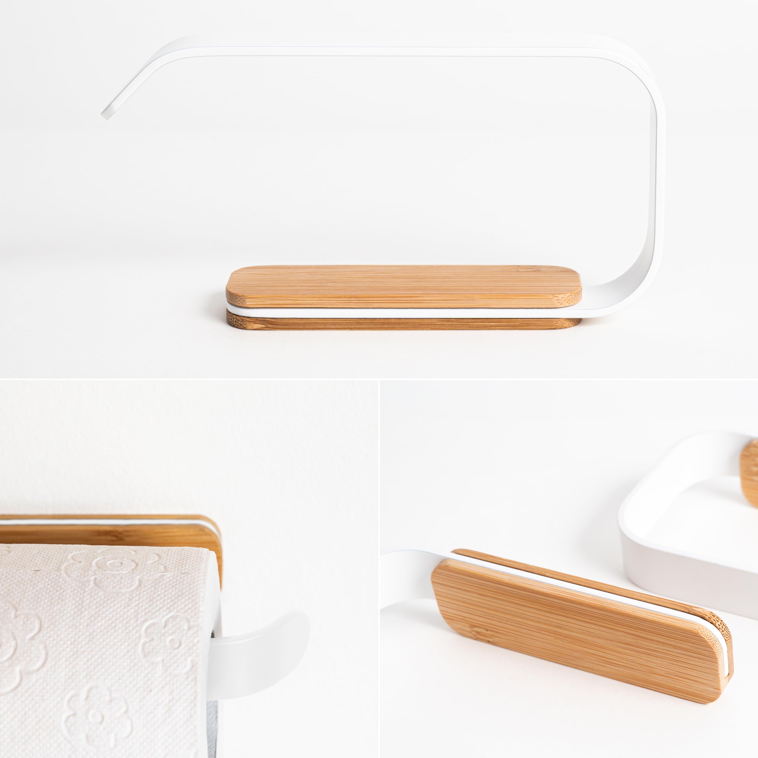 kazai-leif-toilettenpapierhalter-wei-matt-ohne-bohren-bambus image 2