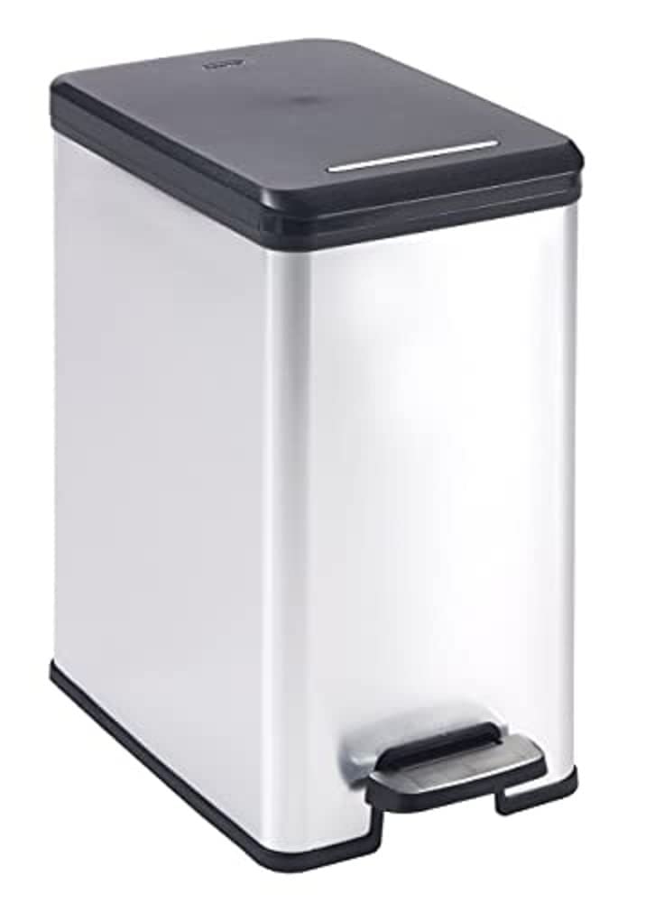 curver-deco-slim-abfalleimer-25-liter-schwarz-silber image 1