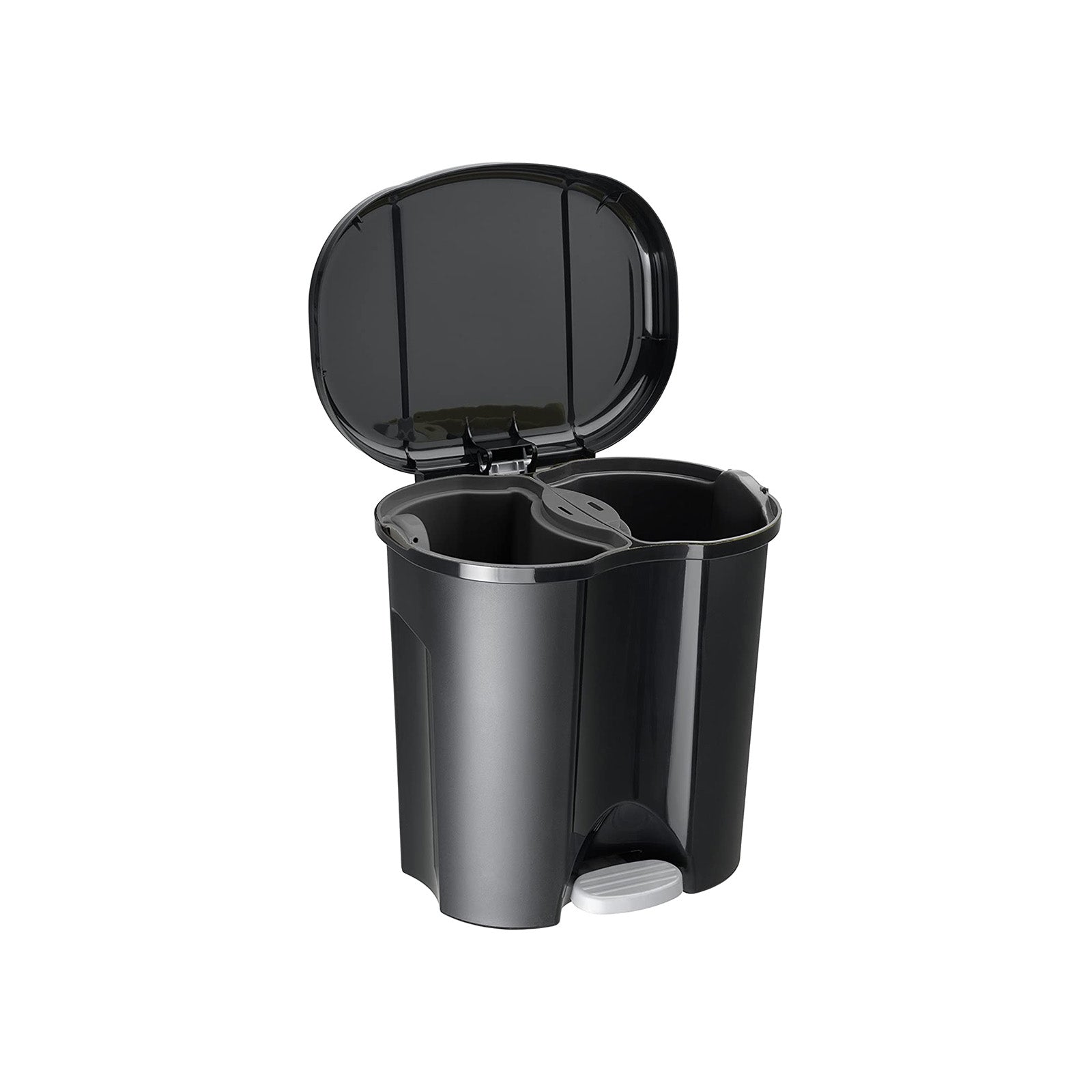 rotho-duo-abfalleimer-2x10-l-schwarz-treteimer-deckel image 2