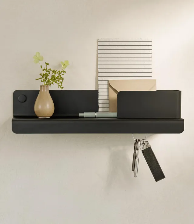 kazai-holmsen-schl-sselbrett-schwarz-33cm-mit-ablage image 1