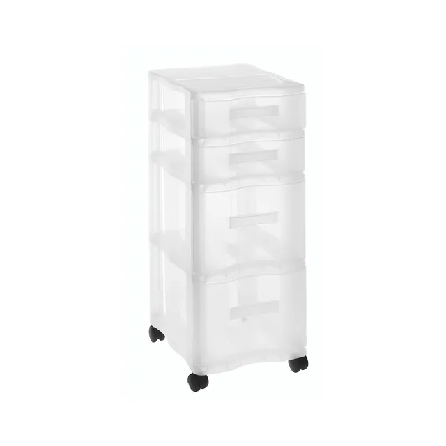rotho-quadrix-schubladenturm-din-a4-4-schubladen-transparent-rollen image 1