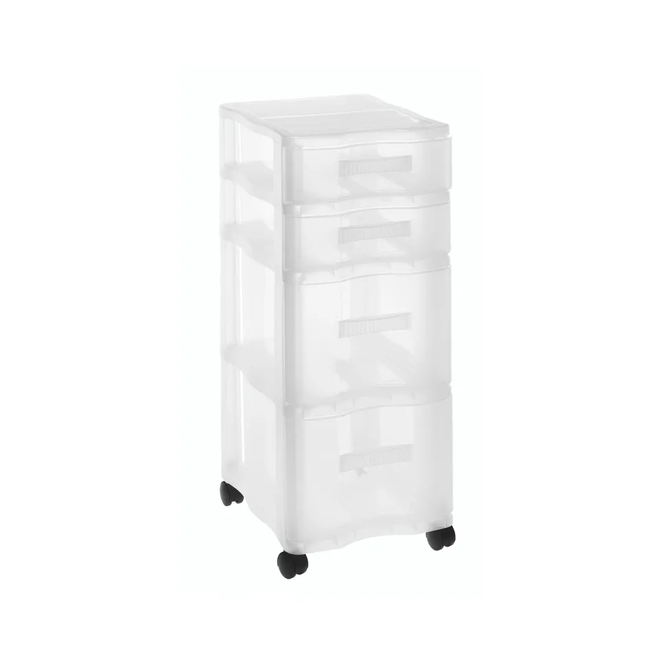 rotho-quadrix-schubladenturm-din-a4-4-schubladen-transparent-rollen image 1