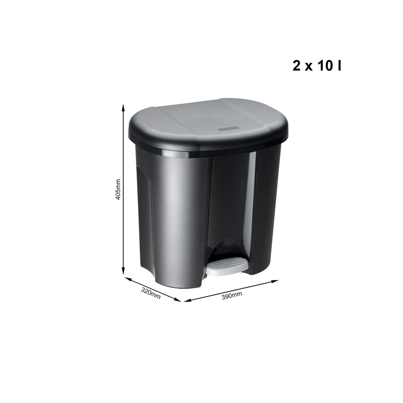 rotho-duo-abfalleimer-2x10-l-schwarz-treteimer-deckel image 8