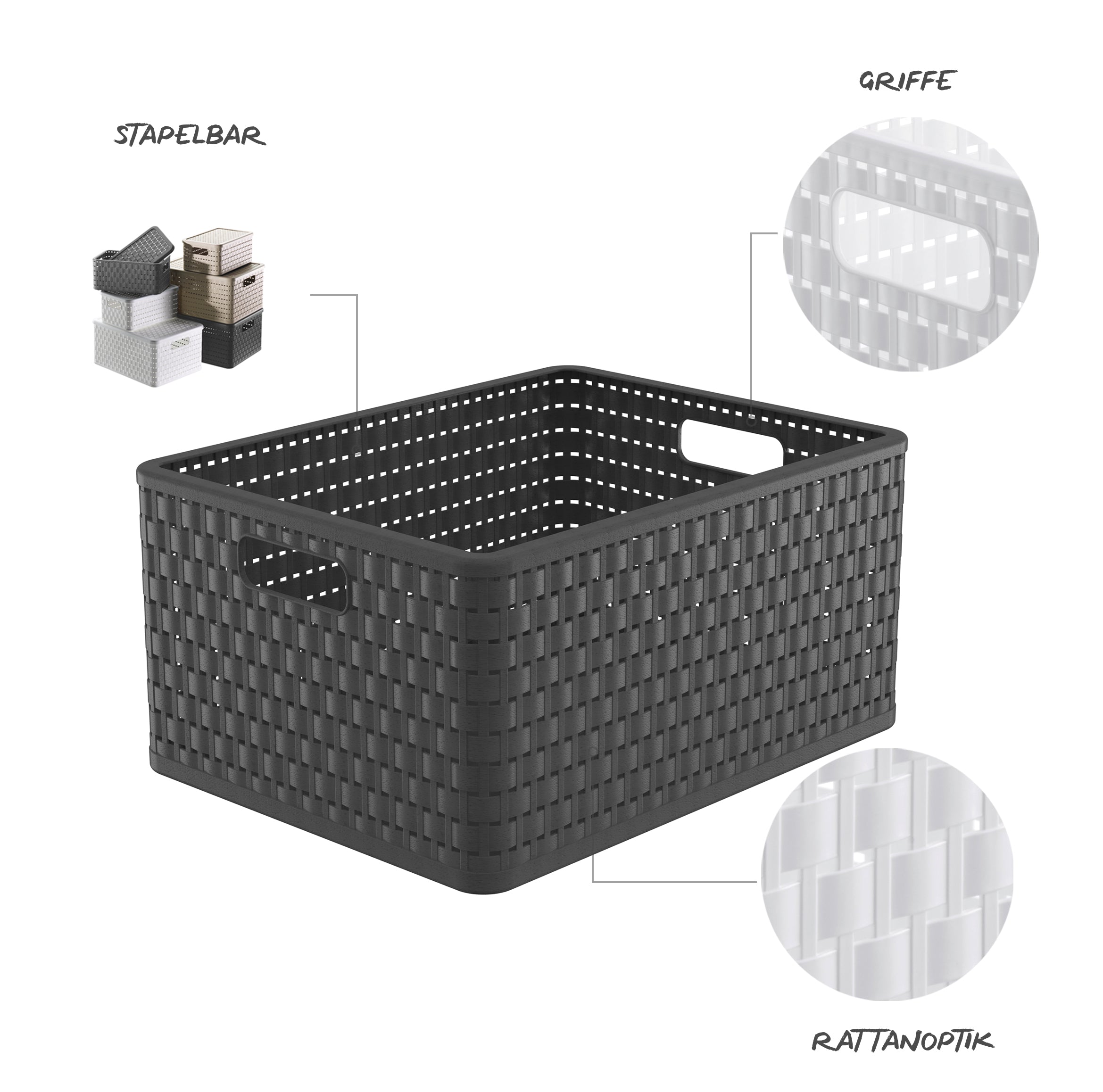 rotho-country-korb-din-a4-plus-28-l-anthrazit-rattan-optik image 7