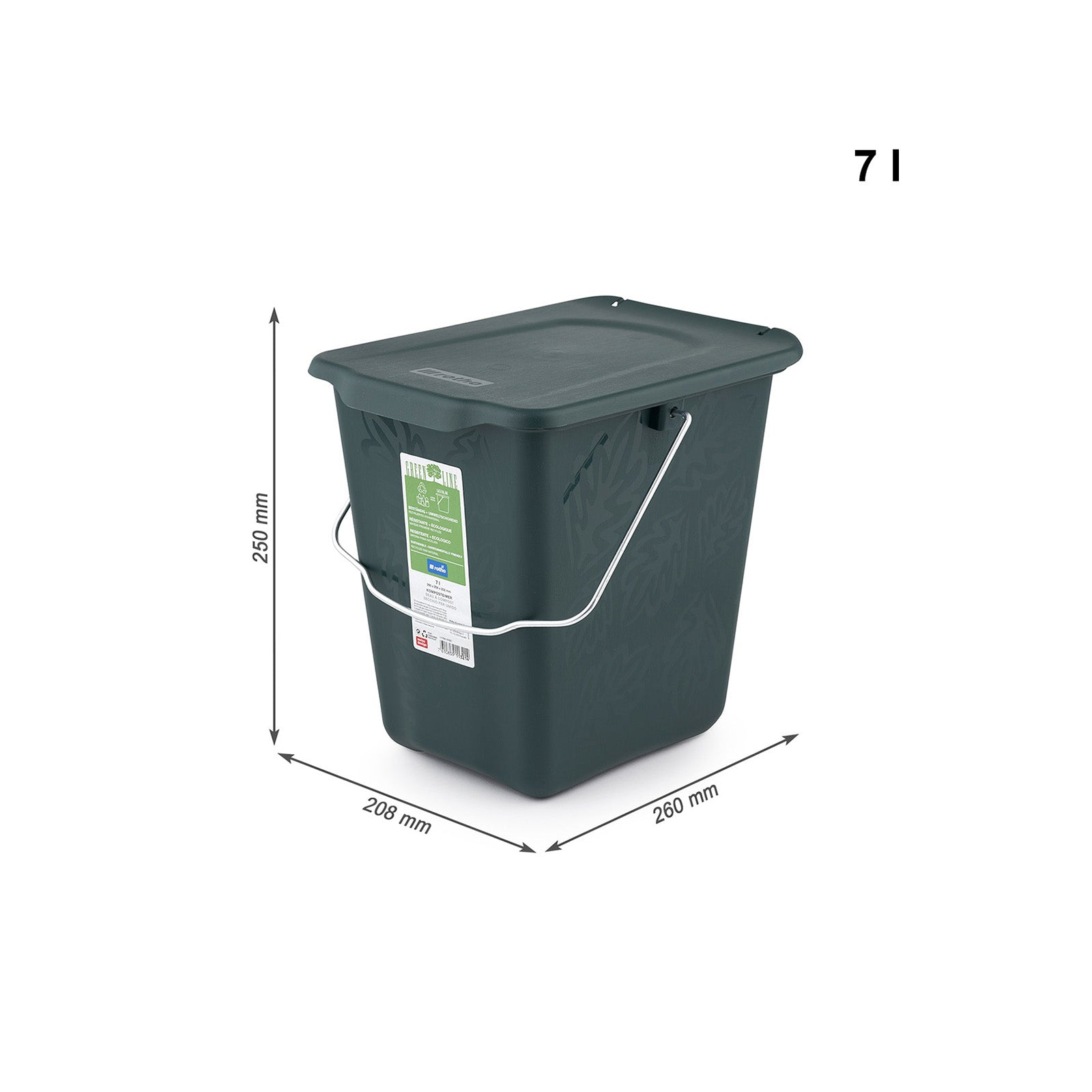 rotho-greenline-komposteimer-7-l-gr-n-mit-deckel-geruchsdicht image 3