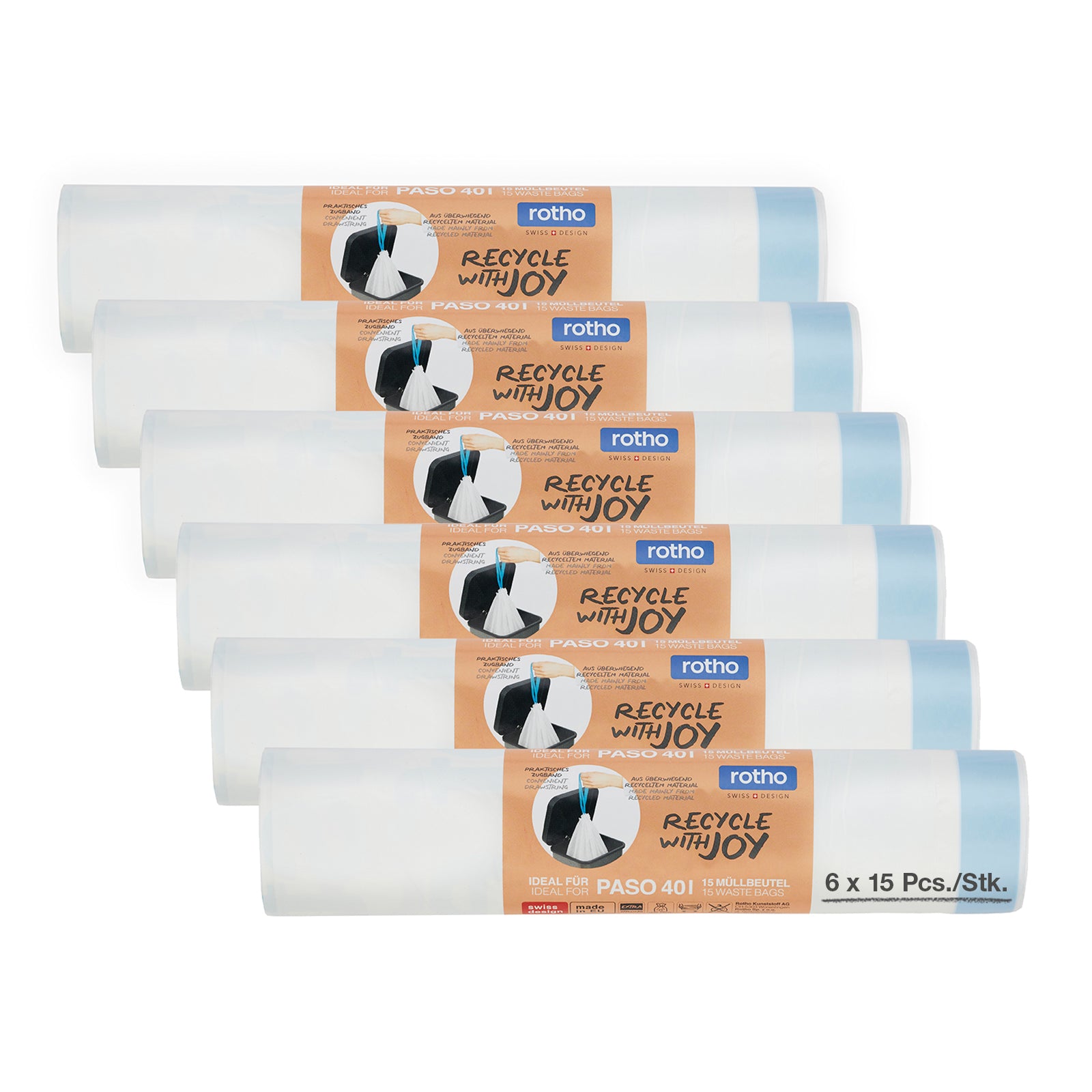 rotho-paso-m-llbeutel-40l-6x15-set-mit-zugband-wei image 1