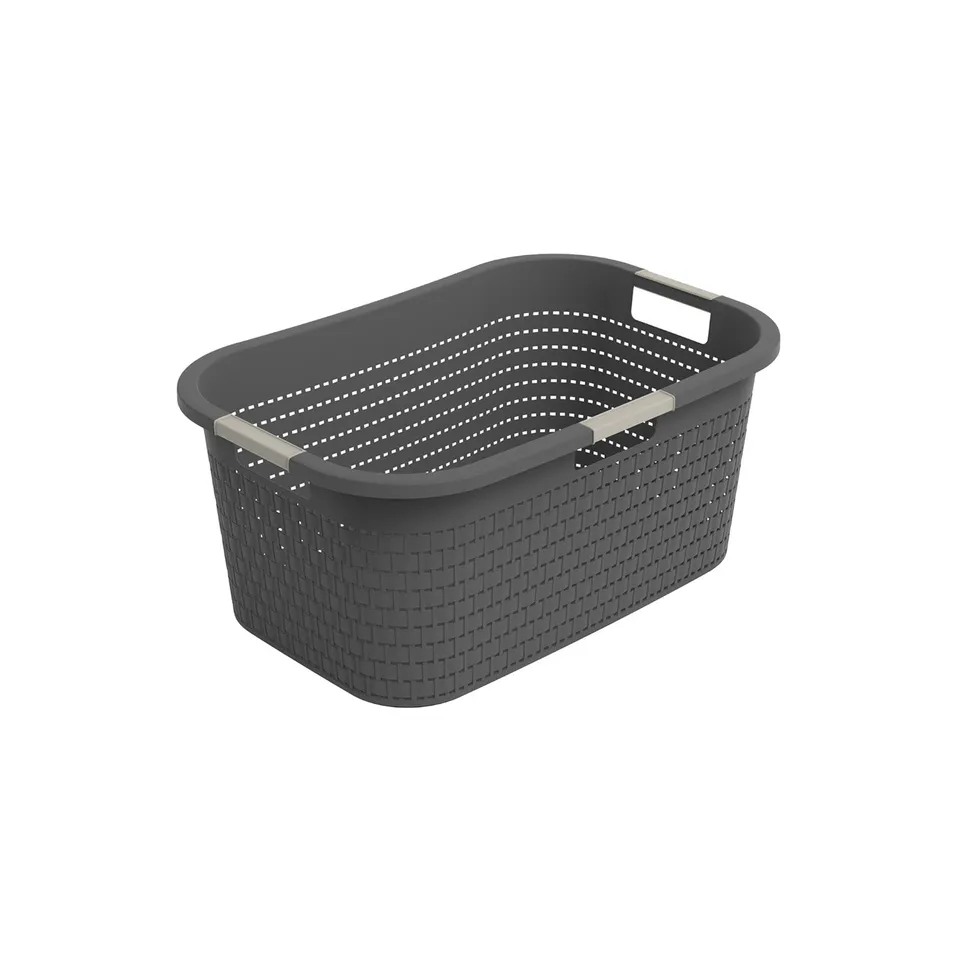 rotho-country-w-schekorb-40l-anthrazit-rattan-mit-griffen image 1