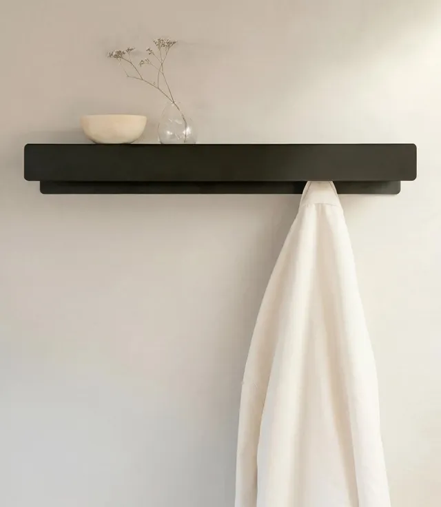 kazai-kian-garderobenleiste-schwarz-6-haken-mit-ablage image 1