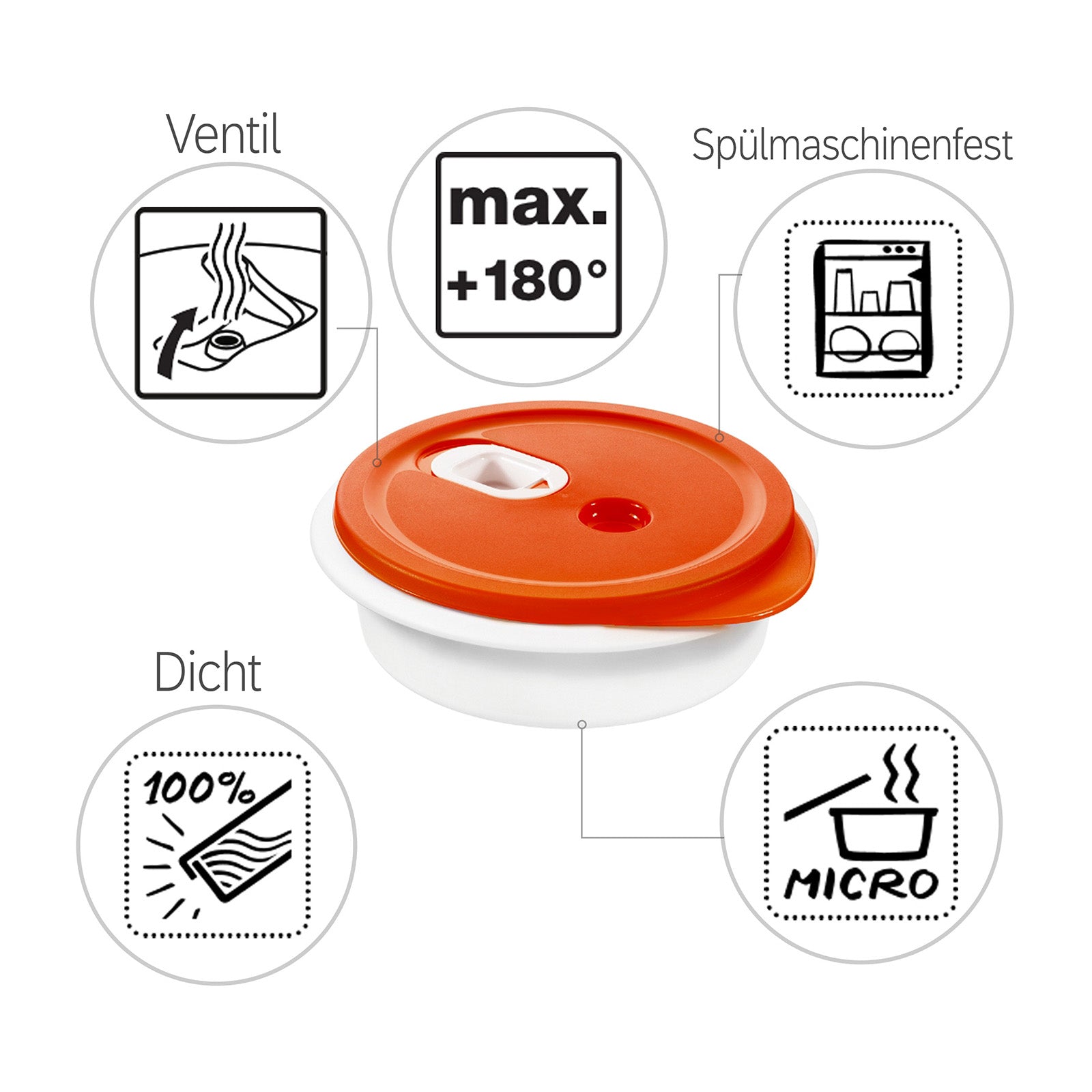 rotho-clever-mikrowellenteller-tief-1-l-rot-mit-deckel image 3