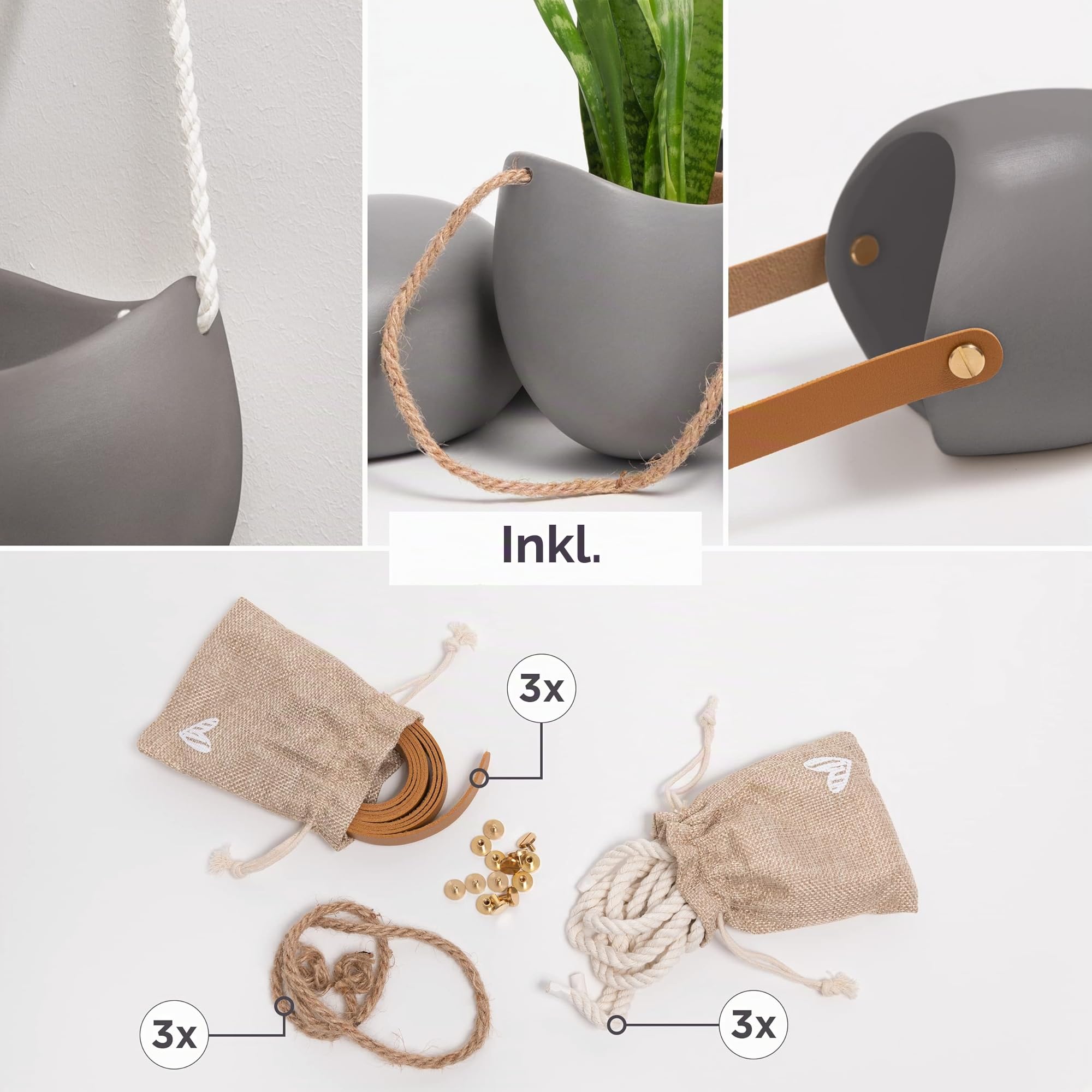 kazai-ellie-wandvasen-keramik-3er-set-grau-matt-h-ngetopf image 2