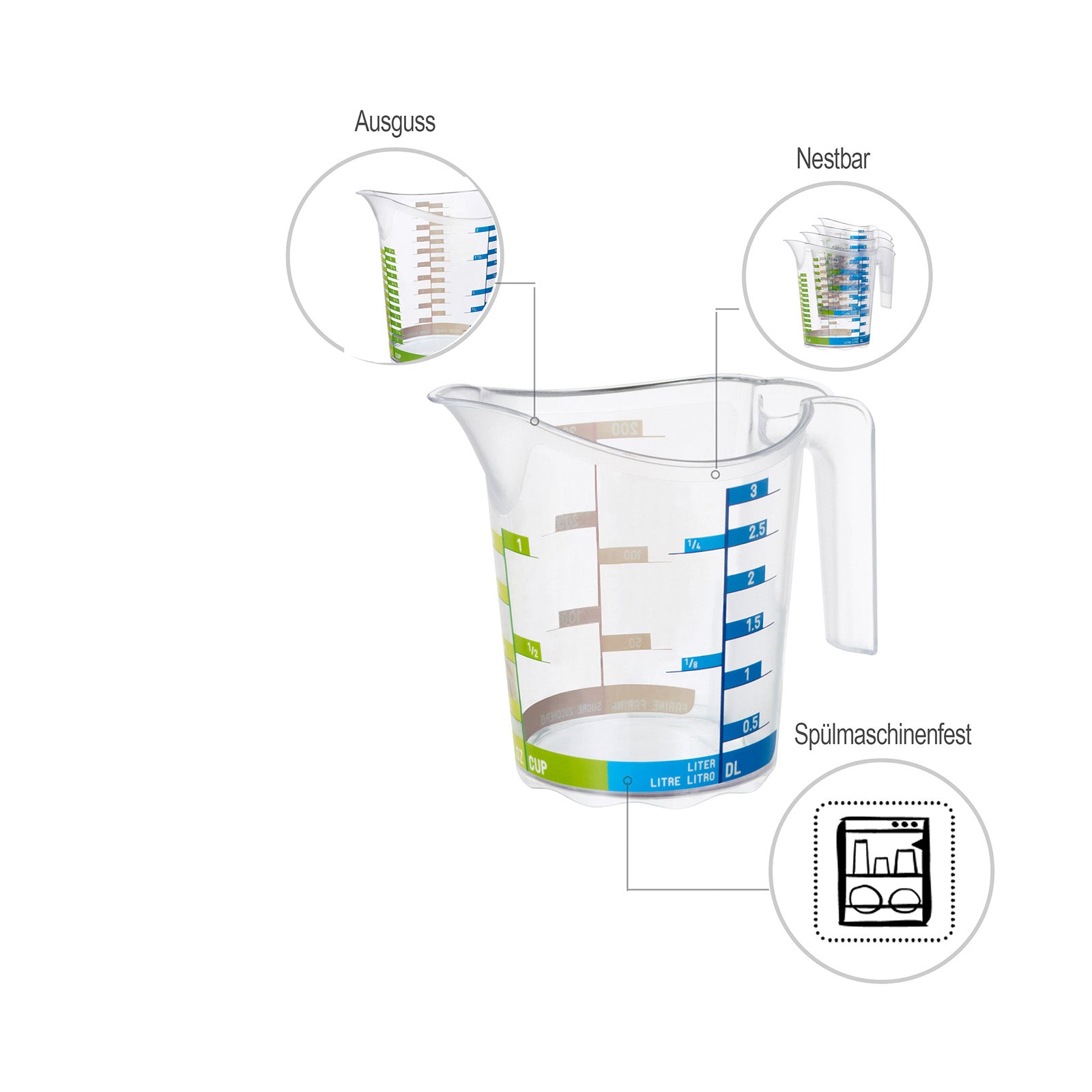 rotho-domino-messbecher-0-3-l-transparent-mit-skala image 3