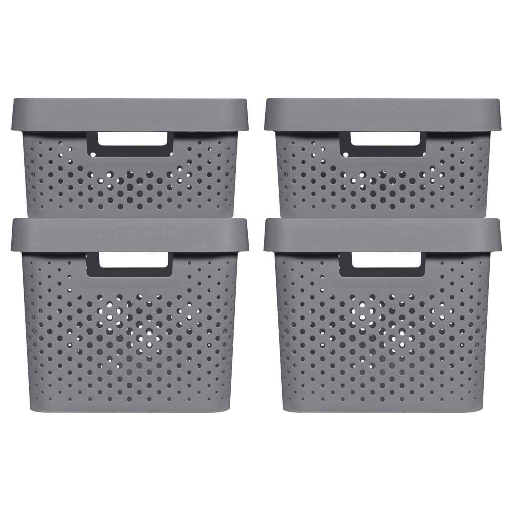 curver-infinity-dots-boxen-11l-17l-dunkelgrau-aufbewahrungsbox-set image 1