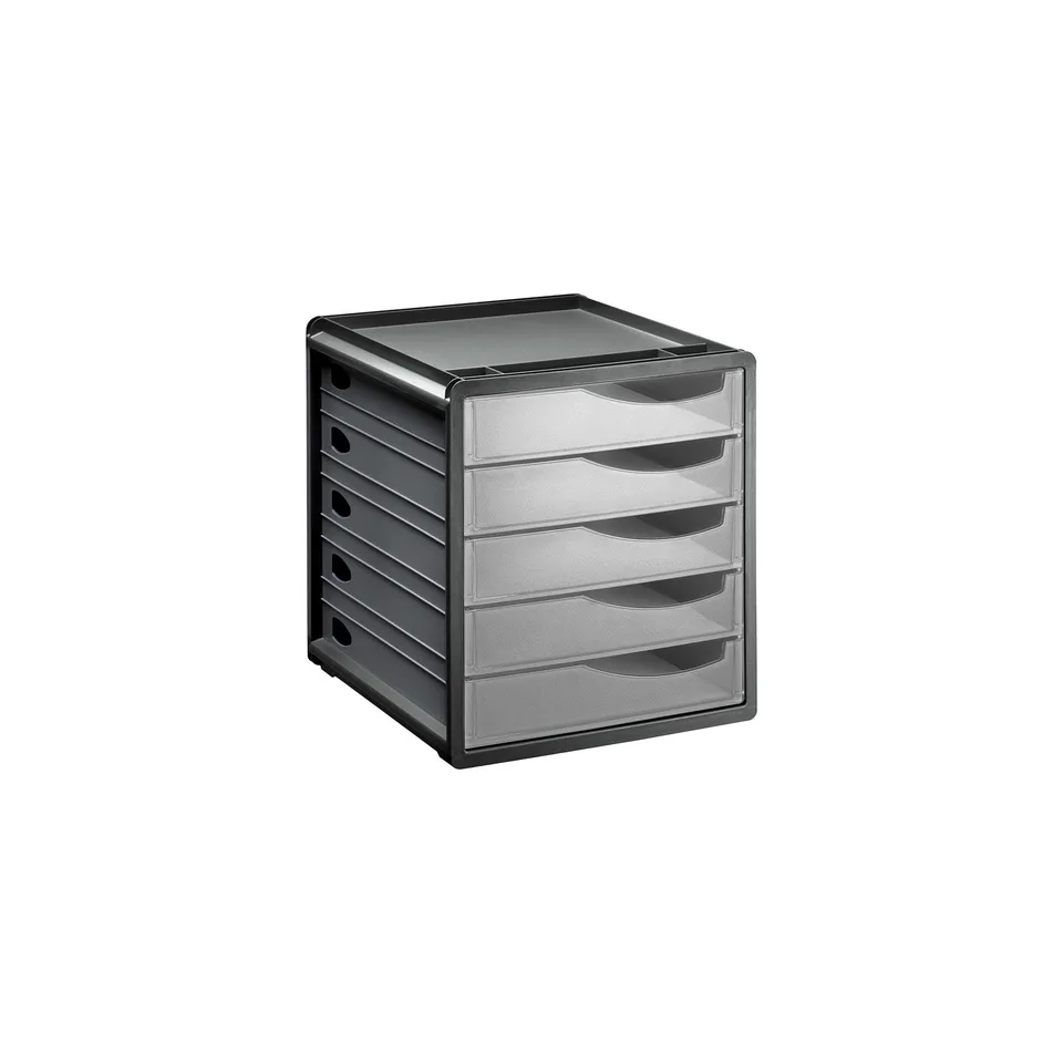 rotho-space-schubladenbox-5-sch-be-din-a4-gr-n-transparent image 1