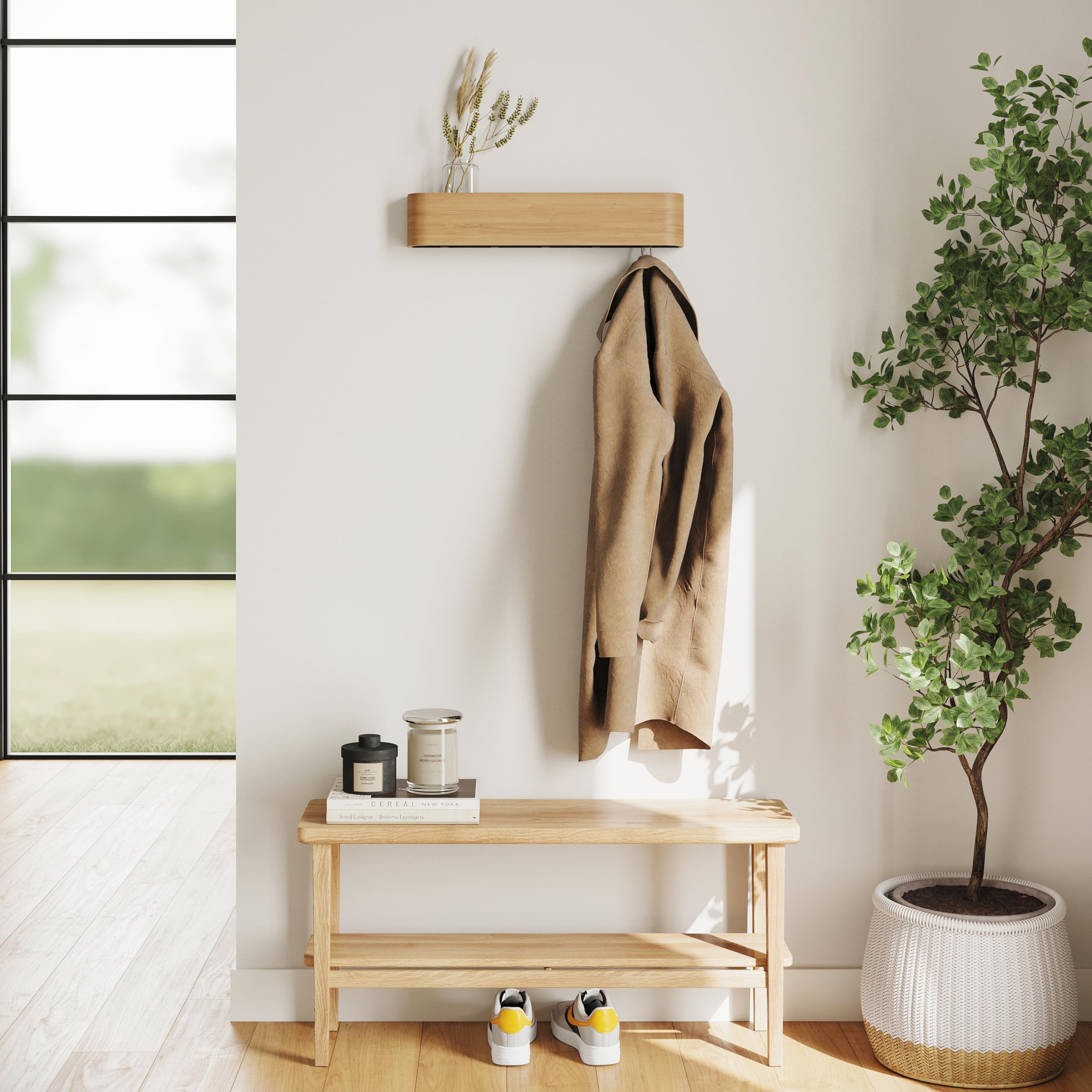 kazai-toke-wandgarderobe-eiche-5-haken-massivholz image 6
