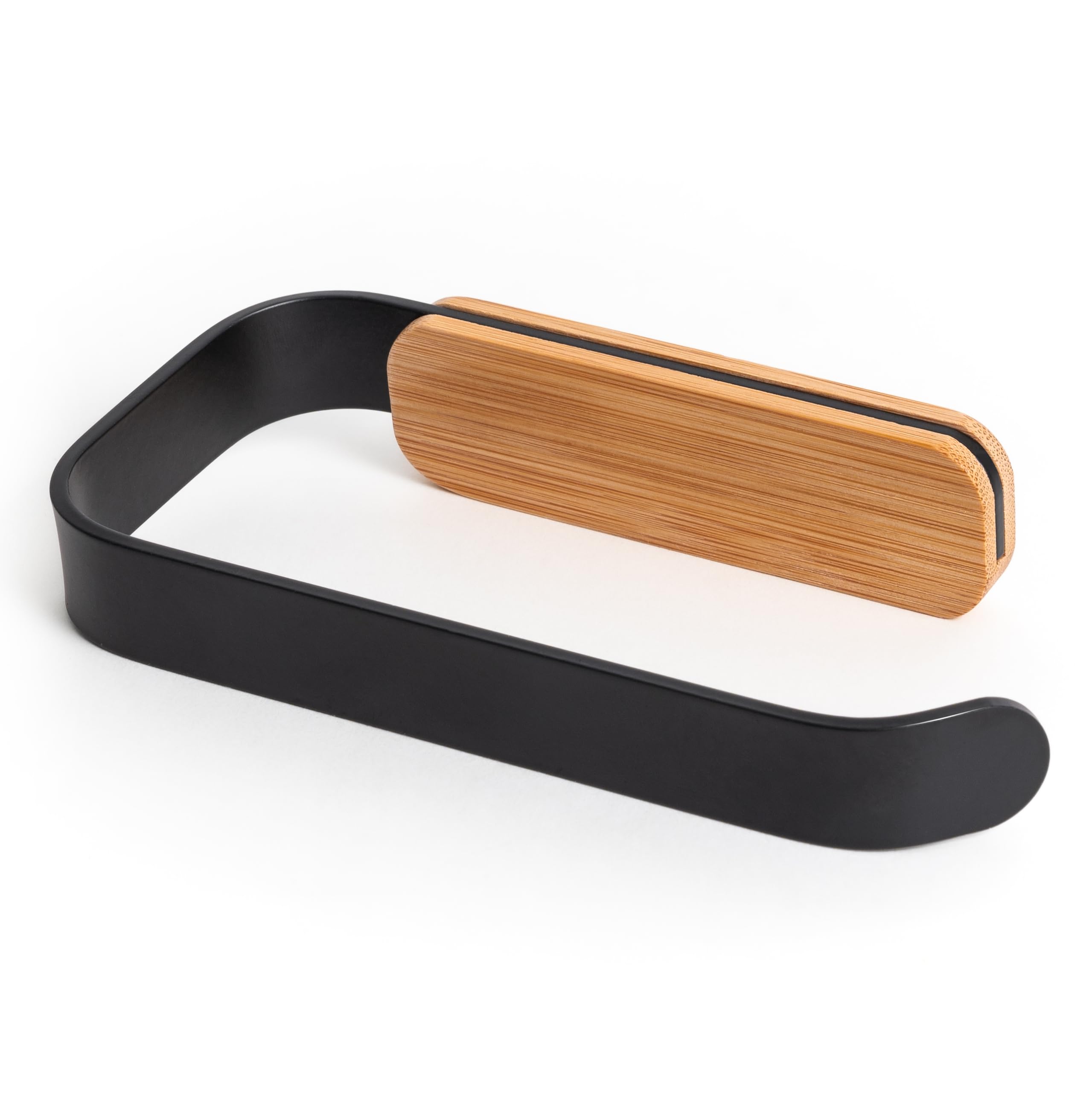kazai-leif-toilettenpapierhalter-schwarz-matt-ohne-bohren-bambus image 1