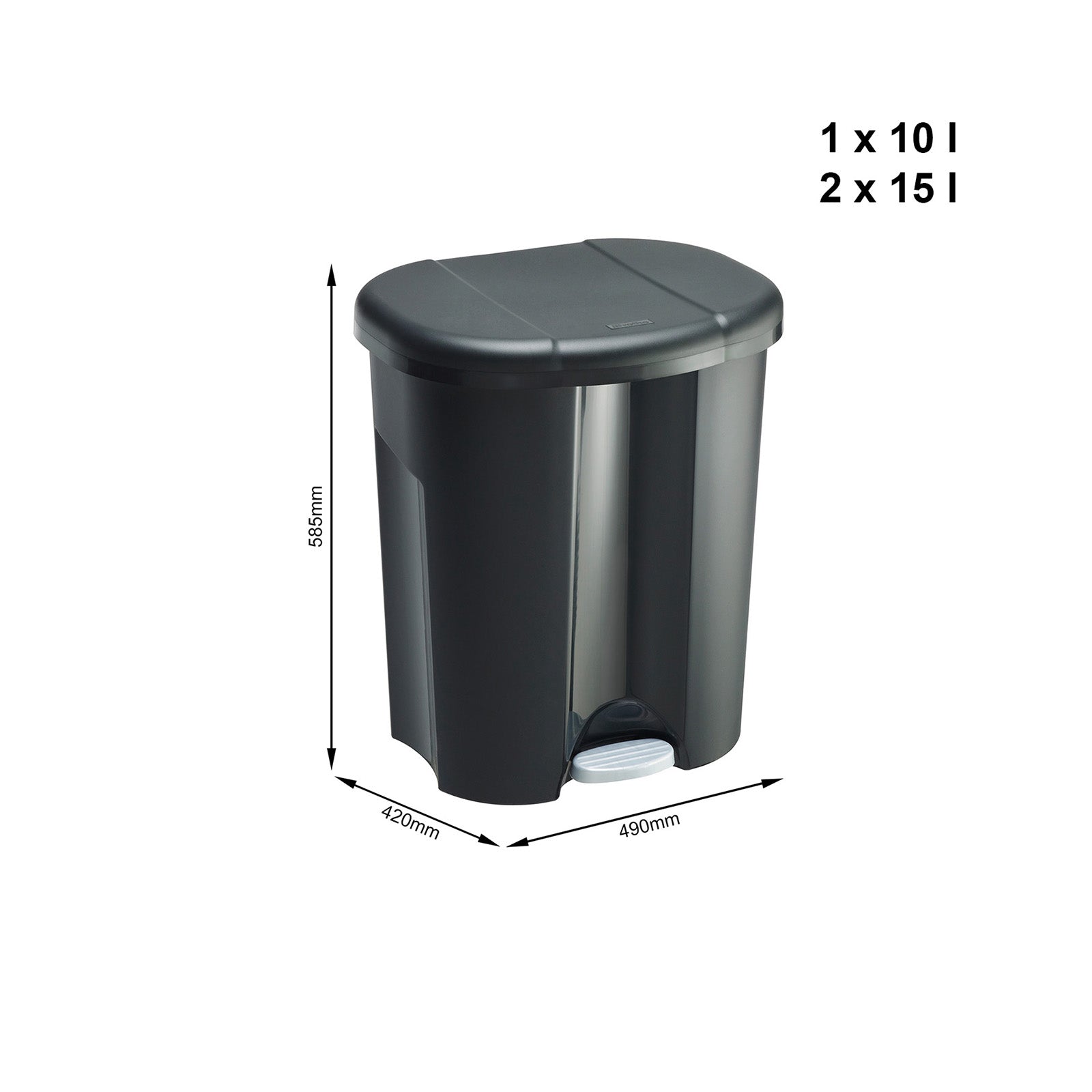rotho-trio-abfalleimer-m-lltrennsystem-schwarz-40-l-mit-pedal image 4