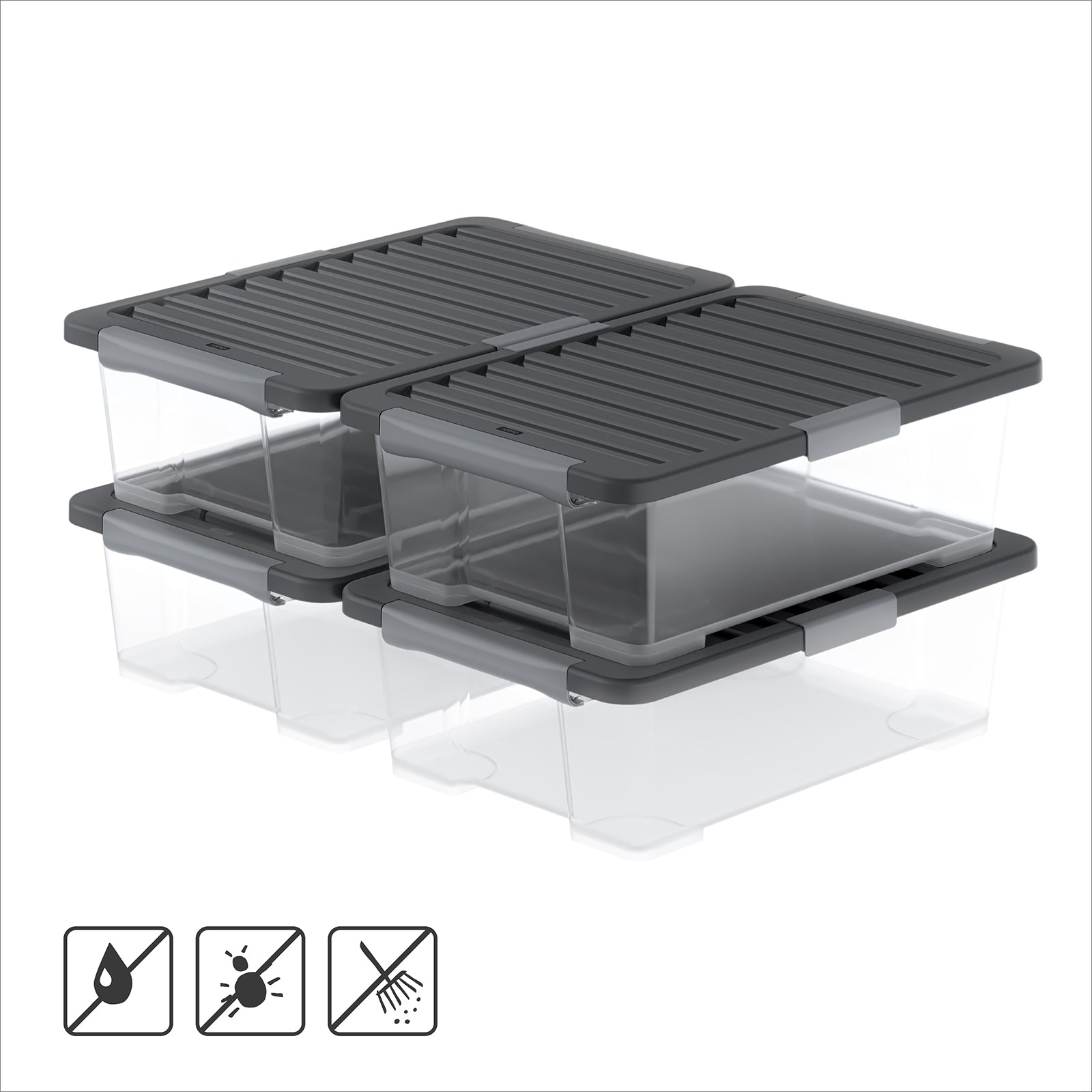 rotho-core-pro-boxen-set-30-l-4-teilig-holzkohle-stapelbar image 1