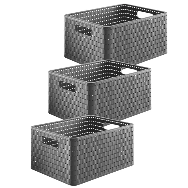 rotho-country-box-18-l-anthrazit-3er-set-rattan-optik image 1