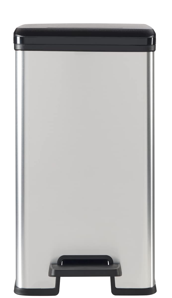 curver-deco-slim-abfalleimer-25-liter-schwarz-silber image 5