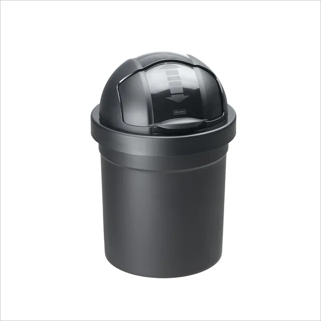 rotho-roll-bob-abfalleimer-10l-m-lleimer-schwarz-klappdeckel image 1