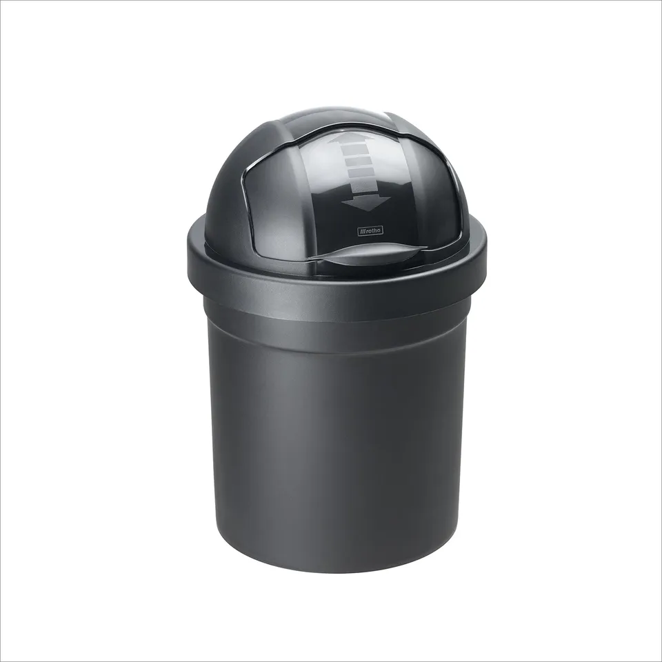 rotho-roll-bob-abfalleimer-10l-m-lleimer-schwarz-klappdeckel image 1