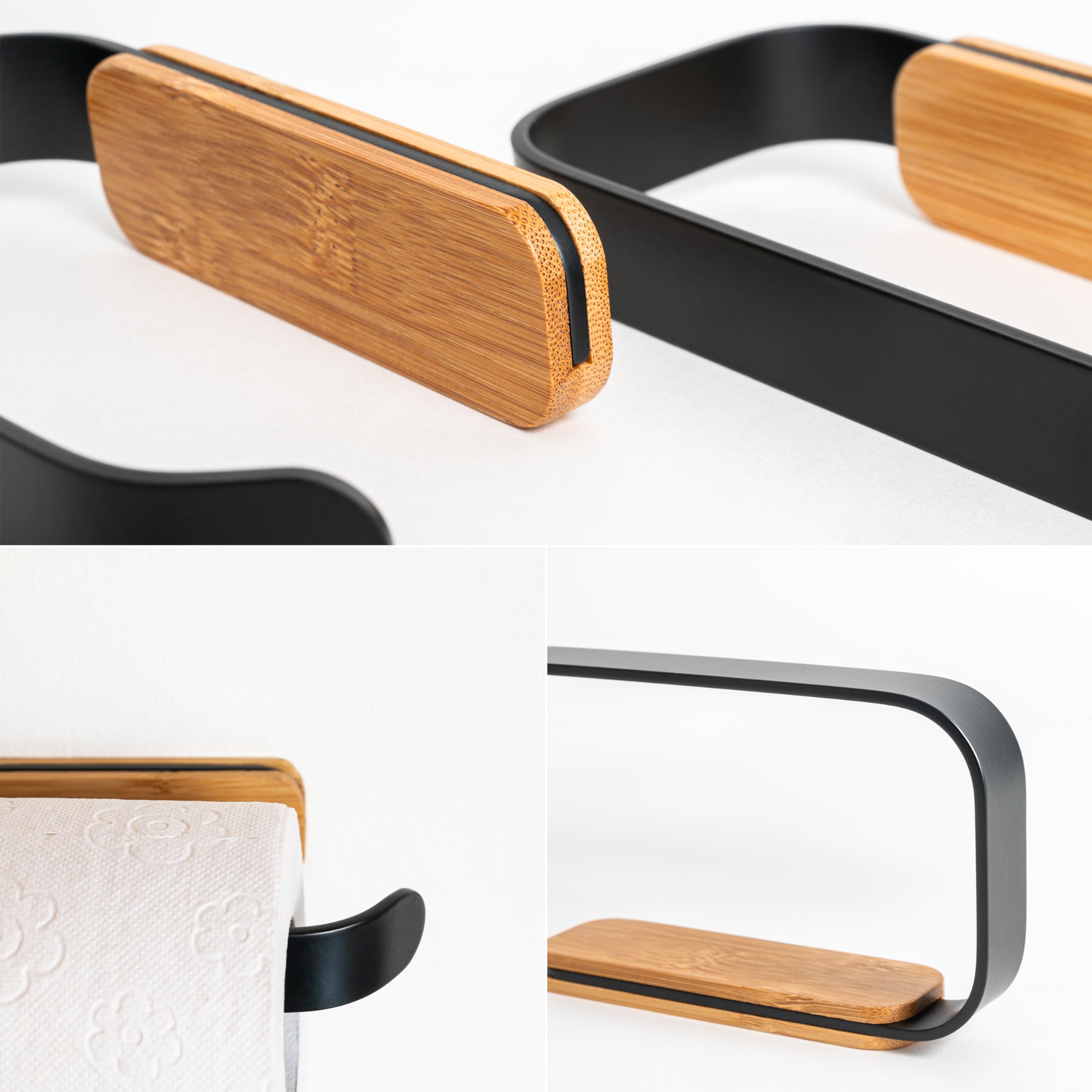 kazai-leif-toilettenpapierhalter-schwarz-matt-ohne-bohren-bambus image 2
